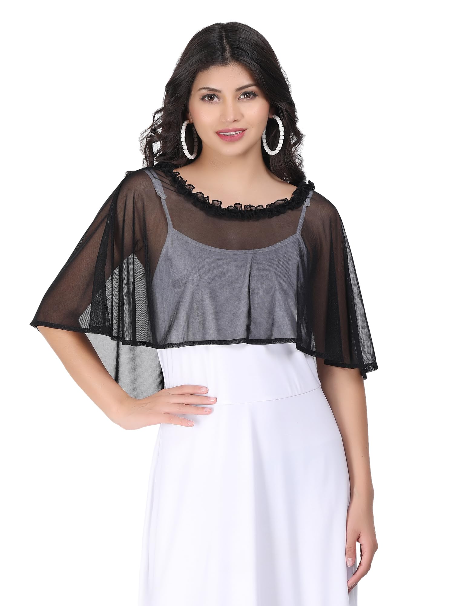aol Women's Lycra Net Cape/Poncho with Ruffled Neckline-picture-12