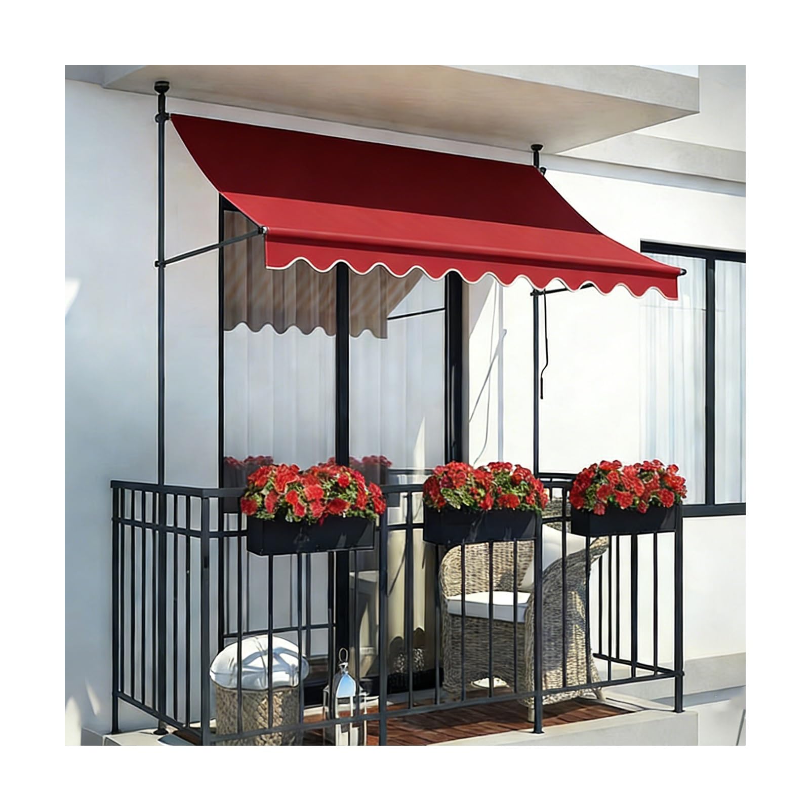 LWJSOCP Retractable Patio nings Outdoor Sune for & Doors Crank Handle ning for Balconies Backyards & Gardens - Bury 100cm/39.4in