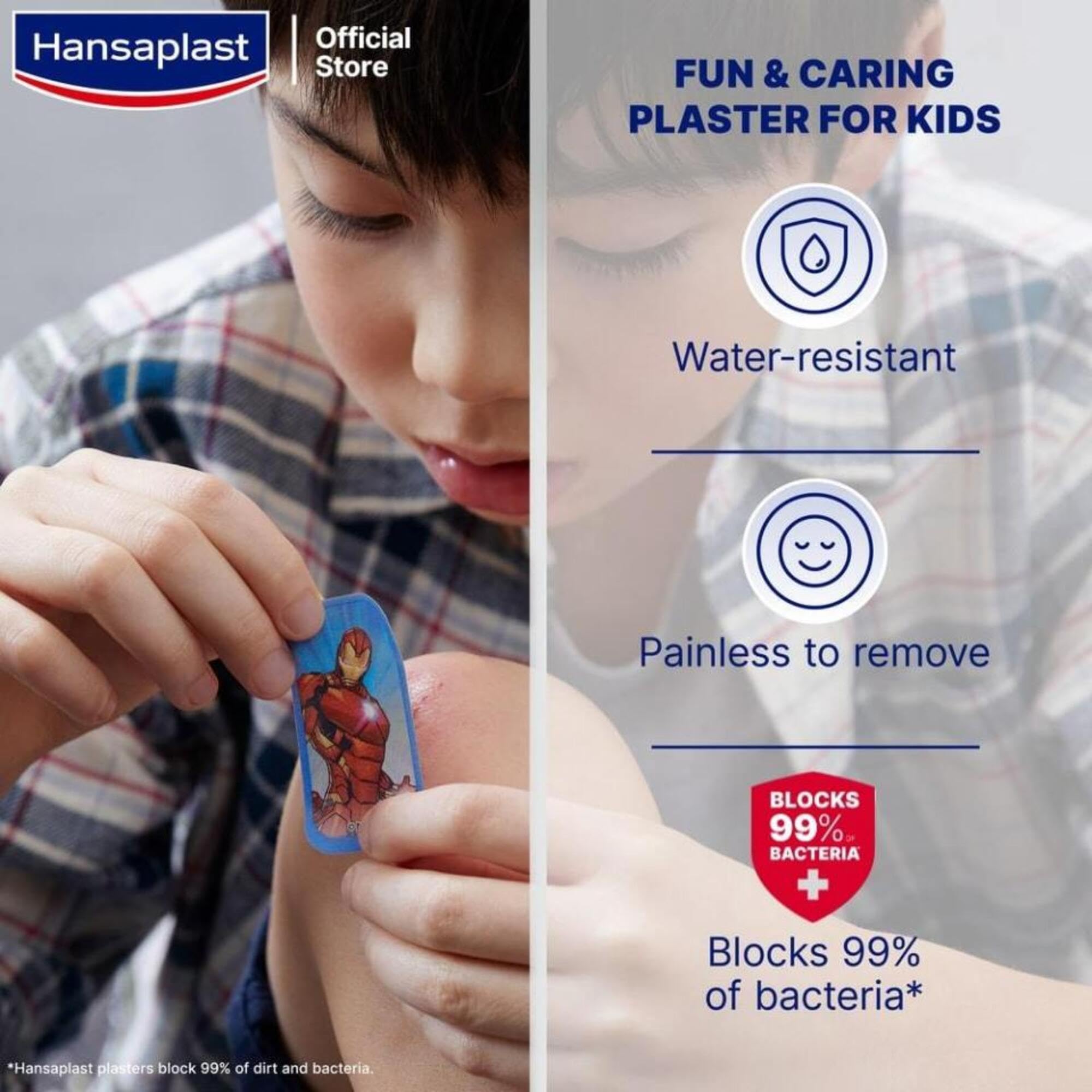 Hansaplast Kids Disney Marvel Plasters 20 Strips – Superhero-Themed Adhesive Bandages for Children – Breathable, Gentle Wound Care for Little Heroes' Cuts & Grazes