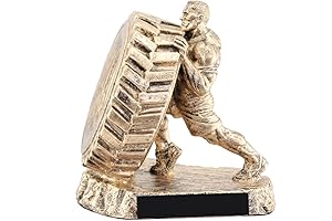 Buffed Golden Tire Flip Strongman Trophy Figurine: Champion Crossfit Sculpture Award