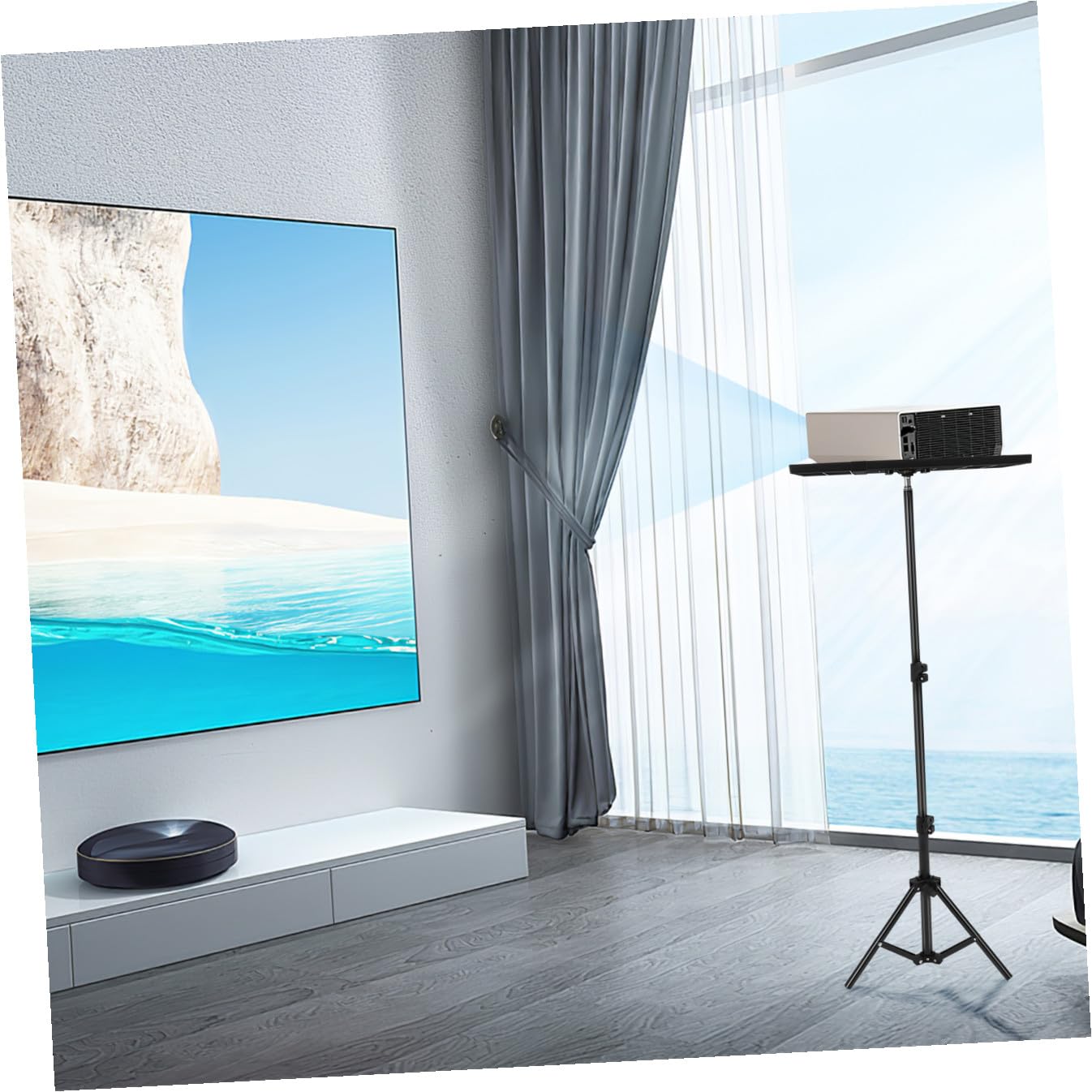 Uonlytech Trípode Diseño Antideslizante con Bandeja Soporte Ajustable de Abs y Hierro y Grabación Estable para Proyector Portátil para Escritorio
