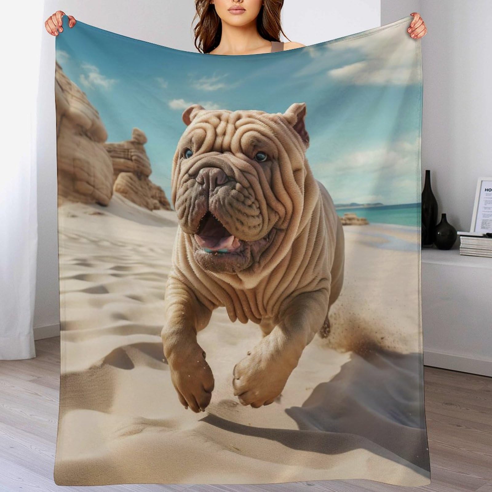Couverture flanelle de haute qualité plaid chien mignon doux