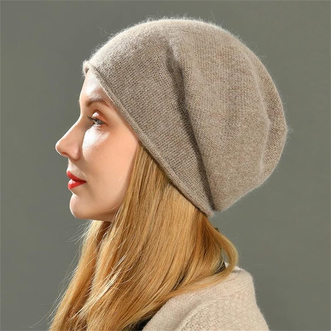 Gorros Holgados Para Mujer, Gorros De Lana De Cachemira Pura, Gorro De Punto Para Niña, Gorro Cálido De Invierno Para Exteriores