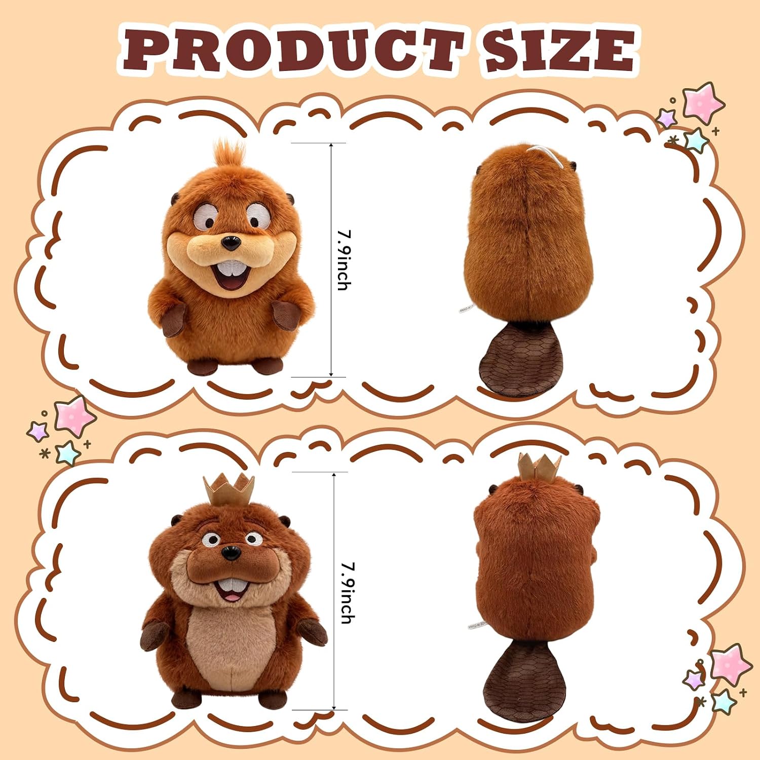 2Pcs Hoppers Plush Toys, Mabel & King George Plushs 7.9-Inch Stuffed Animals, Hoopers Movie Toys,Super Soft Cotton-Filled Collectible Plush for Kids and Hoppers Movie Fans Game