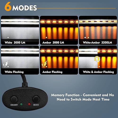 Miniatura 3 de EverBrite Barra de luz combinada de inundación puntual de 20 pulgadas y 420 W, luces LED de triple fila para automóvil, arnés de cableado