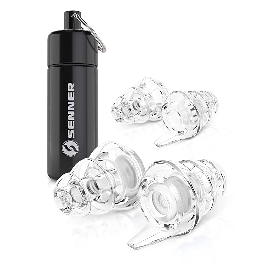 Senner MusicPro | Hearing Protection Earbuds for Concert, Festival, Music and Disco, with Aluminium Holder (High Black Box Transparent Filter)