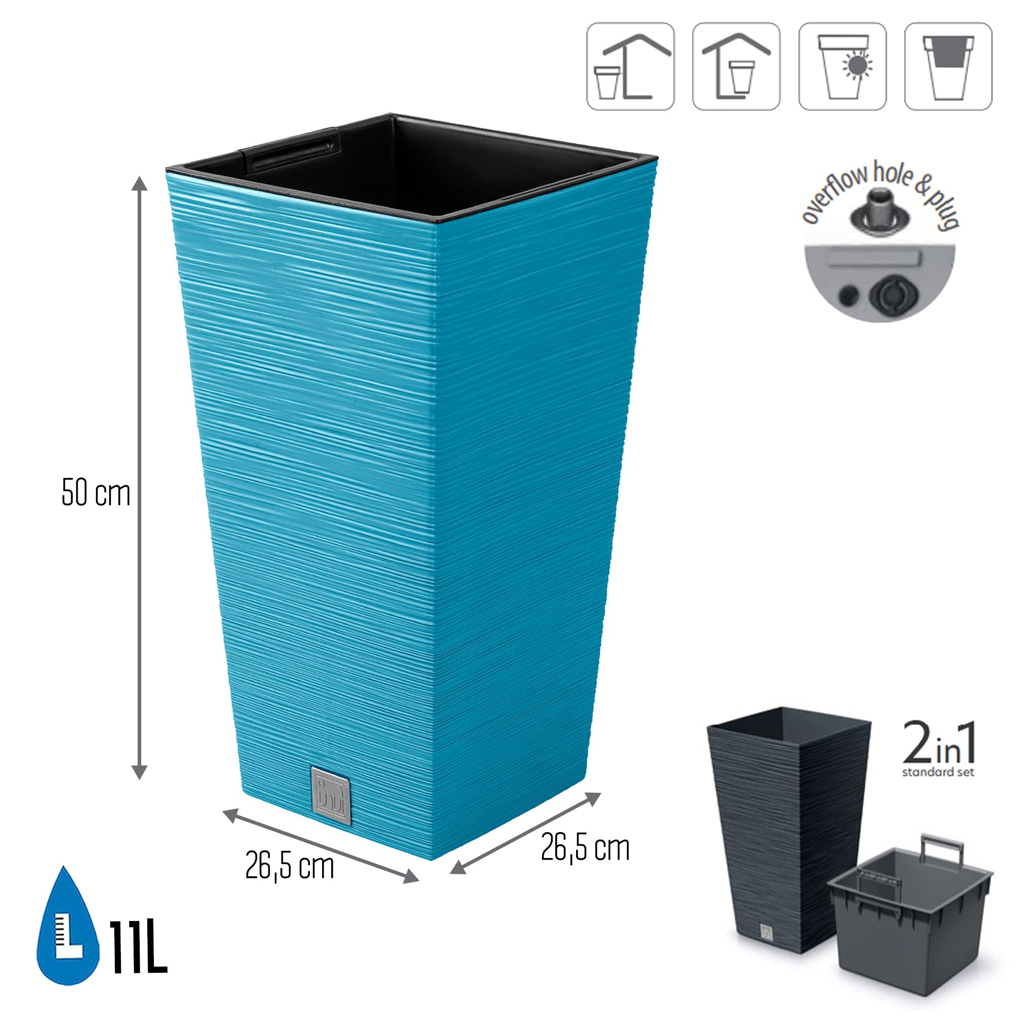 Pot De Fleurs Avec Reserve D´eau 7,5 L Vert - FURU | Leroy Merlin