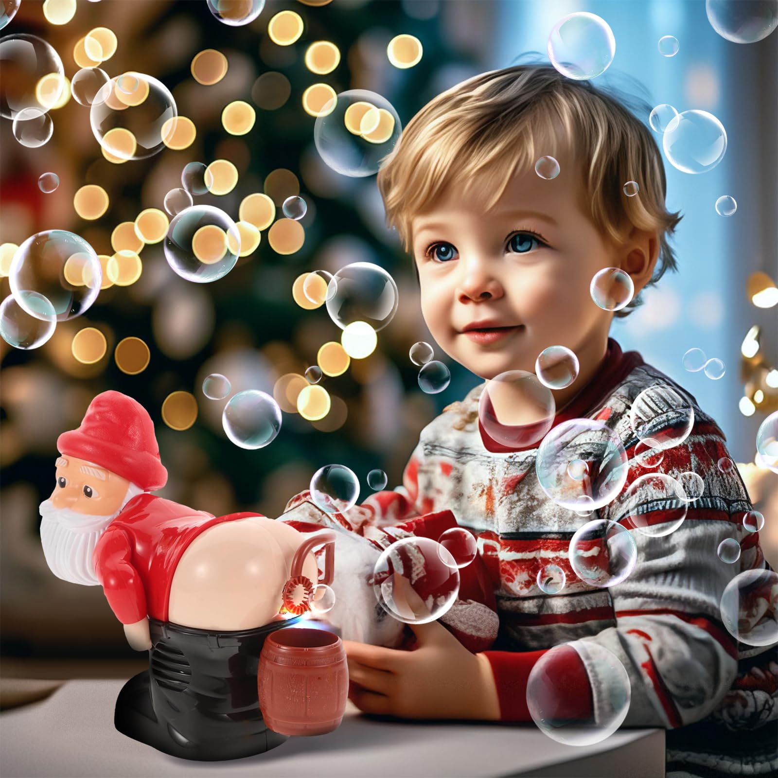 Bubble Solution Farting Santa Bubble Machine,Farting Bubble Machine,Santa Automatic Bubble Machine,Electric Blowing Bubble Toy with Light and Music,Funny Gifts for Christmas Birthdays,Parties - Image 3