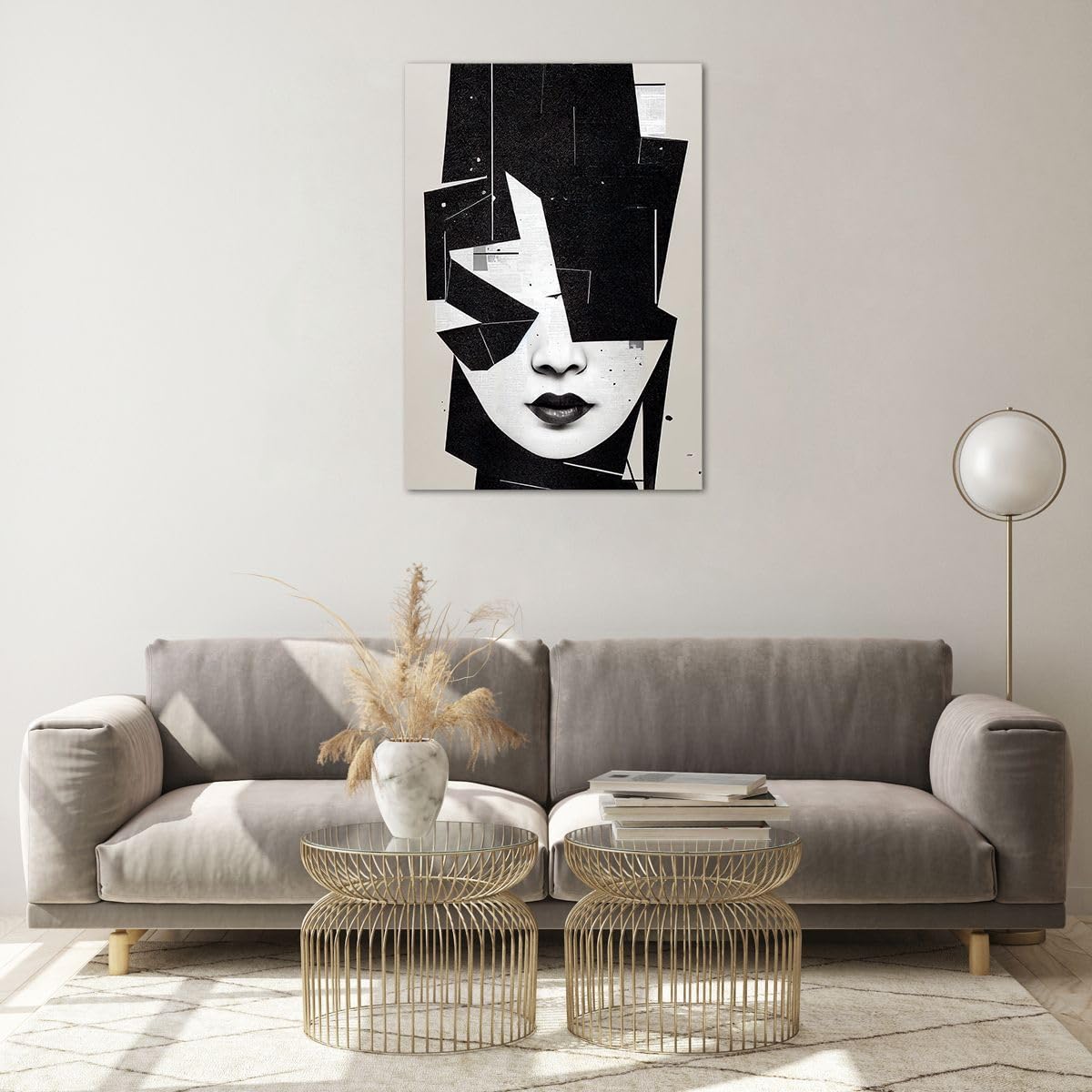 Cuadro Sobre Lienzo Moderno Abstracción Color - 45x80 Cm, Listo Para Colgar, Decoración Para Salón O Dormitorio