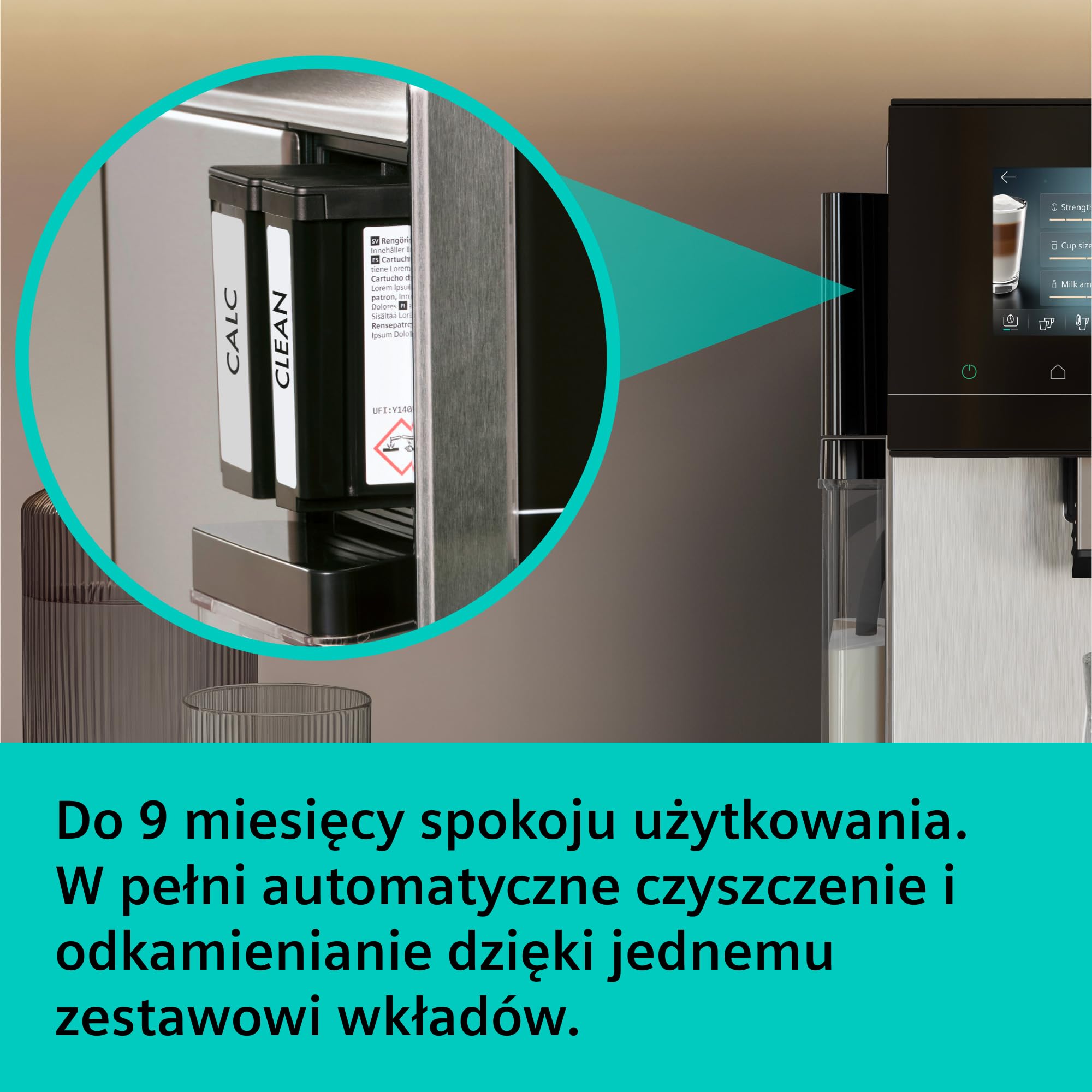 Siemens, automatyczny ekspres ciśnieniowy, EQ900 plus iAroma, automatyczne czyszczenie i odkamienianie, spersonalizowane ustawienia smaku, precyzyjne mielenie, stal nierdzewna, TQ923EZ3