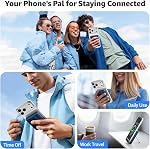 Azmuth Banque d'énergie sans fil magnétique 10000mAh, Compatible avec MagSafe 15W Chargeur rapide portable pour iPhone COMMISSION ÉCONOMIQUE POUR L'EUROPE Series Stand intégré LED Affichage 20W PD USB-C bleu