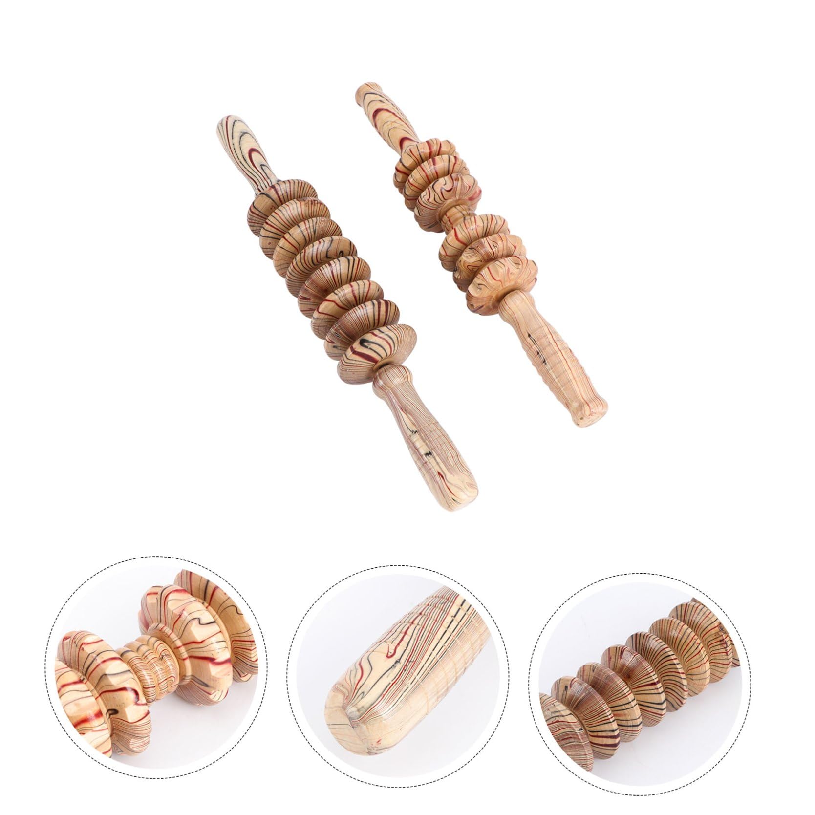 Masajeador Abdominal de Madera 2 Piezas 9 Rodillos, Masaje Manual, Estimulación Muscular y Circulación Linfática, Adecuado para Relajación Corporal y Cuidado Salud en Casa