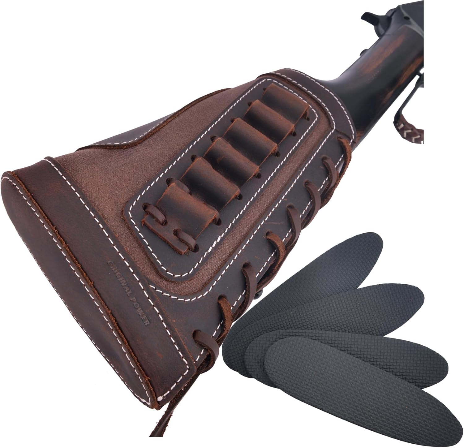 1 Set of Gun Buttstock Cheek Rest Pad with Shell Holder Sling for 308 30-06 .44MAG
