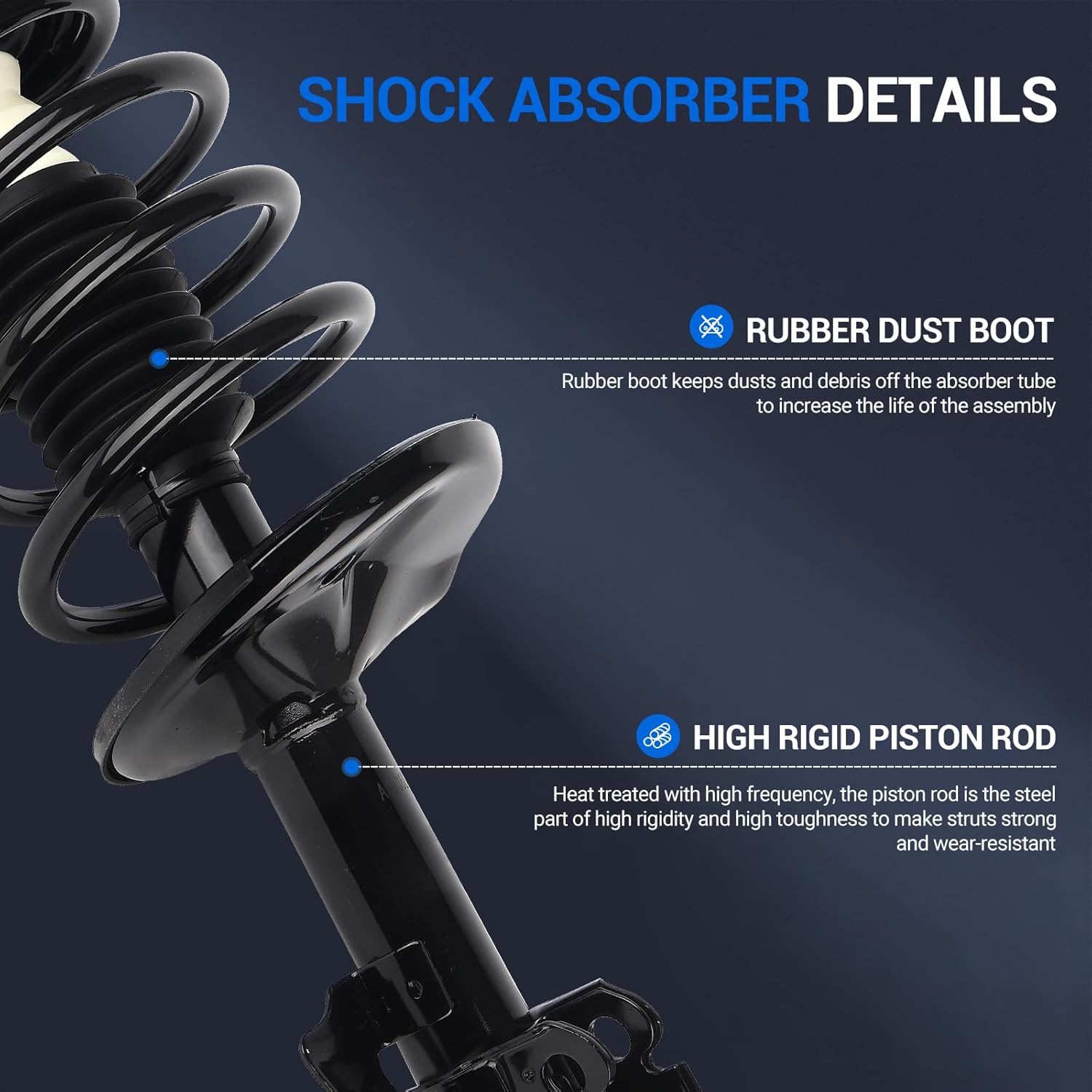 Autoround 172237 172236 Front Complete Shock Absorber w/Coil Spring Assembly Compatible with Toyota Sienna 2004 2005 2006, FWD 7-Passenger, Both Left and Right Side
