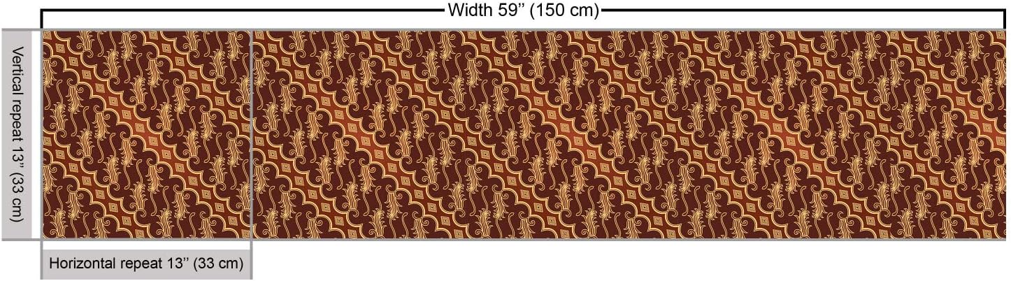 Ambesonne Brown Fabric by The Yard, Batik Parang Barong Diagonal Pattern Indonesian Culture and Art Design, Decorative Fabric for Upholstery and Home Accents, 3 Yards, Caramel Apricot