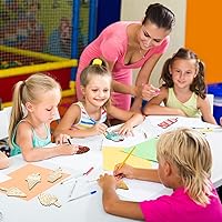 Vista 25 de 80 piezas de adornos de madera de primavera para pintar, 8 estilos de adornos de madera sin acabado para bricolaje, cortes en blanco