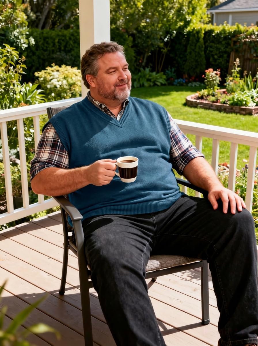 Krumba Men Oversized Sweater Vest: Plus Size Big Tall V Neck Cotton Pullover - Image 4