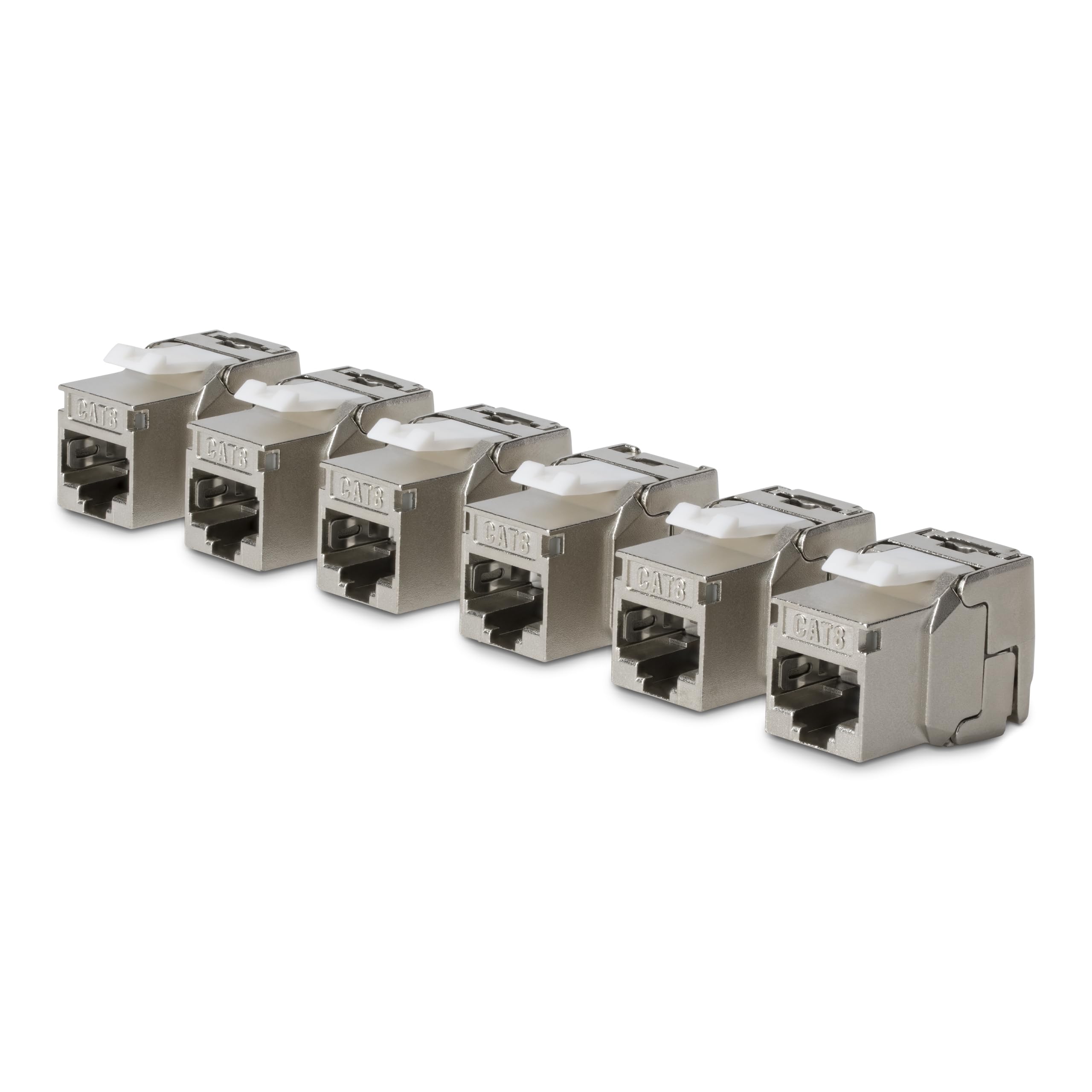 StarTech Cat8 Keystone Jack, 6-Pack RJ45 Ethernet Keystone Jacks, STP Cat8 Wall Jack, 180-Degree Toolless