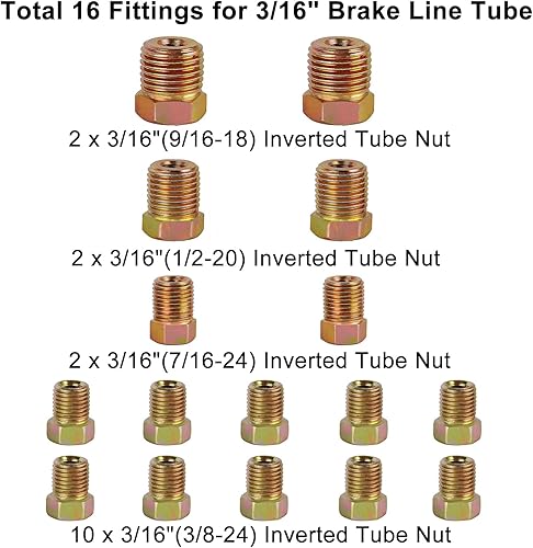 Miniatura 3 de MuHize Kit de línea de freno con kit de herramientas, kit de líneas de freno con revestimiento de cobre de 25 pies, 316 y 14 (con 32 accesorios y 8