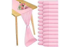 Reginary Pink Chiffon Table Runner 12 x 120 Inch