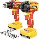 DIYtoolifz Ensemble de pilotes sans fil et sans impact compatible avec DeWalt 20V Batterie (outil de base), Kit de combo d'outil sans brosse avec Bits, Compact & Perceuse de conducteur portable pour la maison DIY, Travail du bois