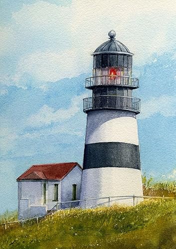 Cape Decappointment Lighthouse Vertical, Columbia River, Washington. Gerald C. Hill Matted Art Prints