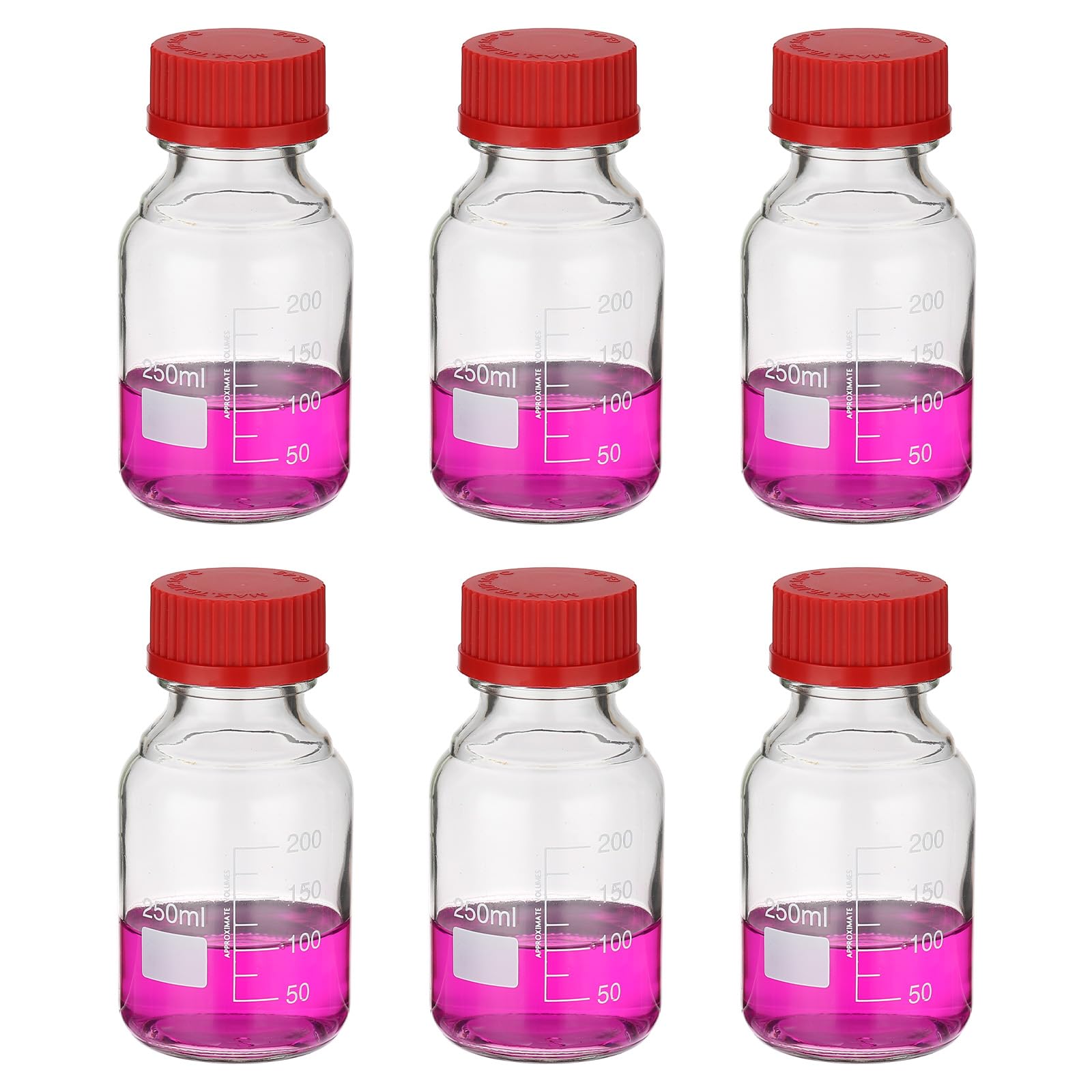Flacons de stockage de réactifs PATIKIL en verre borosilicaté de 250ml avec bouchon GL32 x6