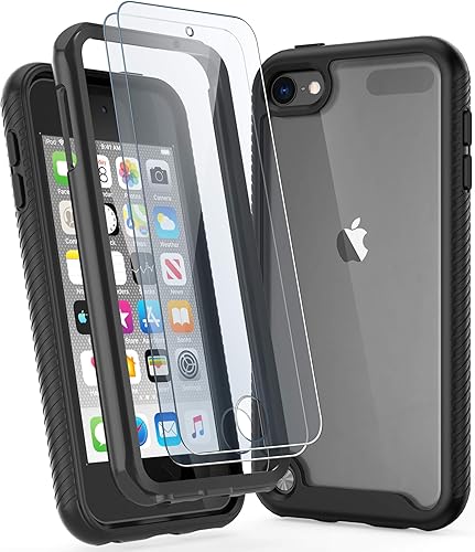 ULAK Funda compatible con iPod Touch de 765 generación con 2 protectores de pantalla HD, resistente a los golpes, 2 en 1, cubierta trasera
