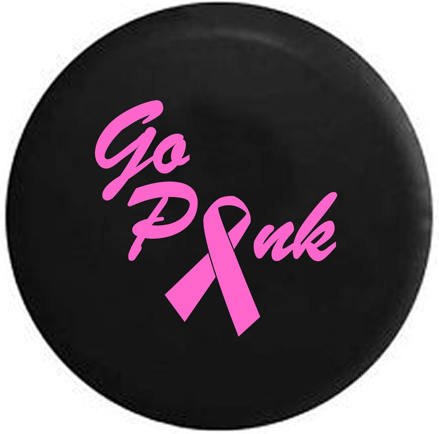 Pink Breast Cancer Ribbon Girl Spare Tire Cover Black 28-29 in