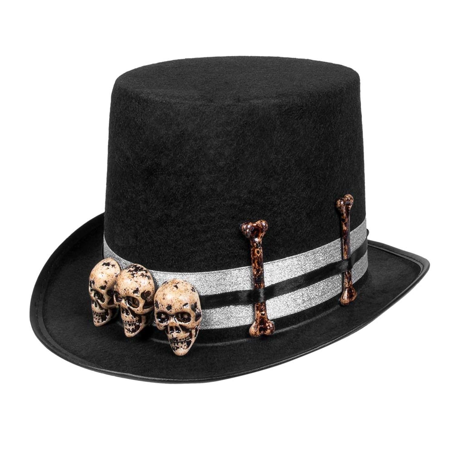 Boland 72237 – Cylindre tête de mort, chapeau, crâne, steampunk, voodoo, couvre-chef, accessoire, Halloween, carnaval, fête à thème