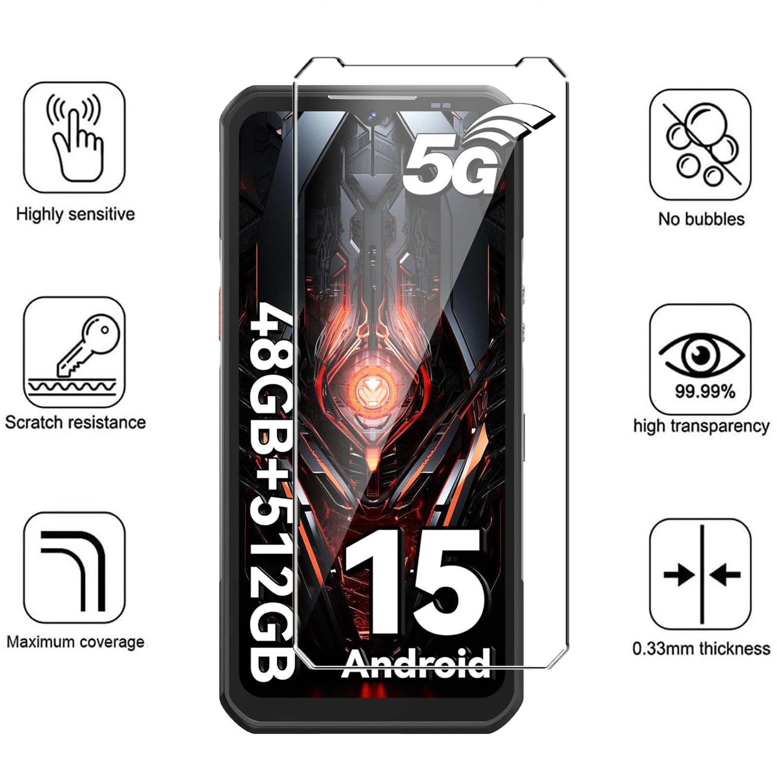 Coque Oukitel WP55/WP55 Pro Avec 2 Verres Trempés - Protection Anti-chocs, Silicone TPU Transparent