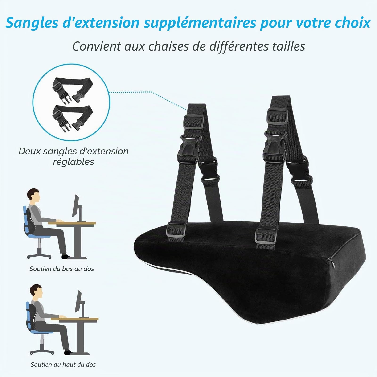 Feagar Coussin Lombaire en Gel-Oreiller Lombaire en Mousse à Mémoire avec Une Couche de Gel pour Siège d'Auto, Voiture, Fauteil, Chaise Bureau, Coussin d'Assise