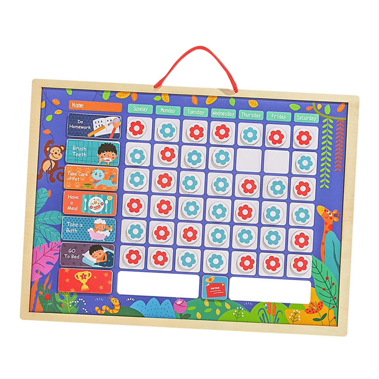 NUOBESTY Tabla de Recompensas para Niños Estándar de Madera Colgante | Autodisciplina y Registro de Crecimiento, Reutilizable, Hábitos de Conducta y Organización