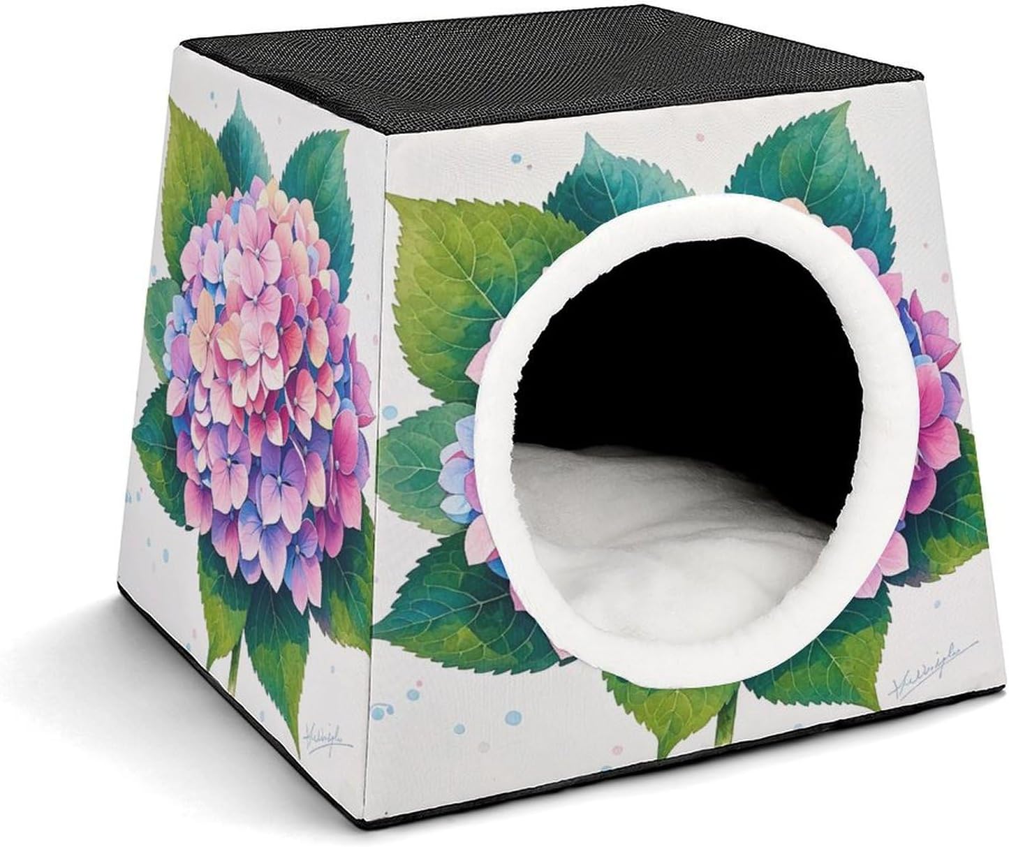 Pet Sleeping Nest Bed, Watercolor Hydrangea Printed Dog House Cat Nest, Winter Pet House are Suitable for Most Cats, Dogs, and Other Small Pets