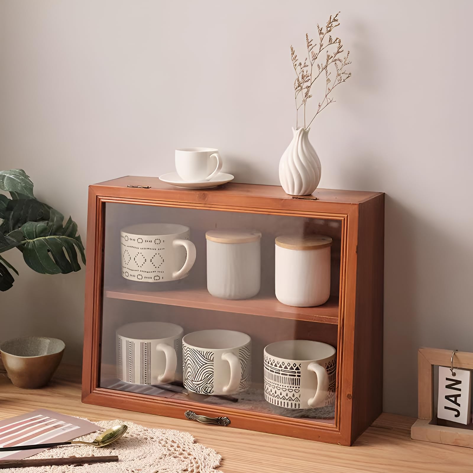 Amazon.co.jp: [Luvian]木製デスクトップ収納キャビネット 無垢材 天然