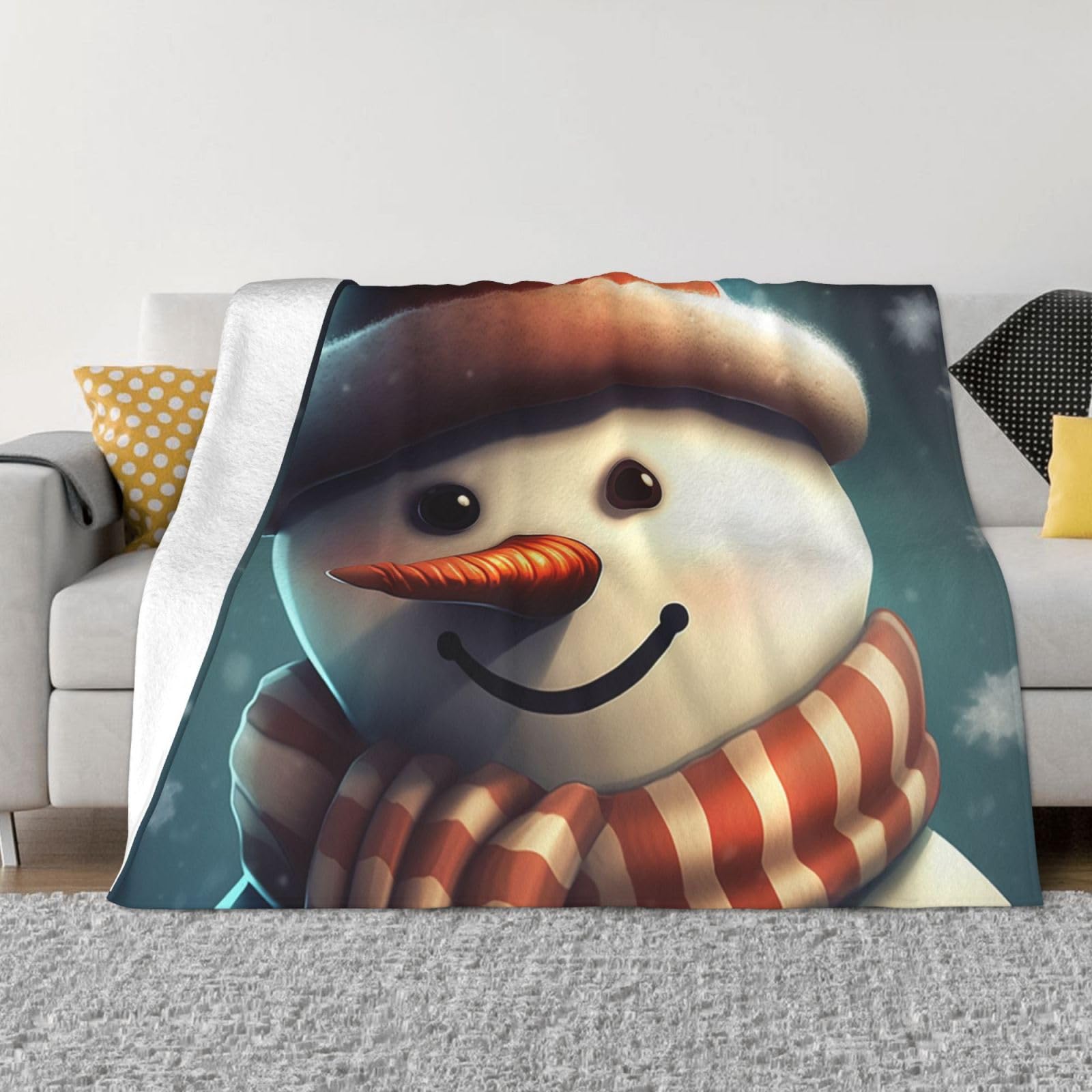 Couverture en flanelle bonhomme de neige pour vos soirées cocooning au salon