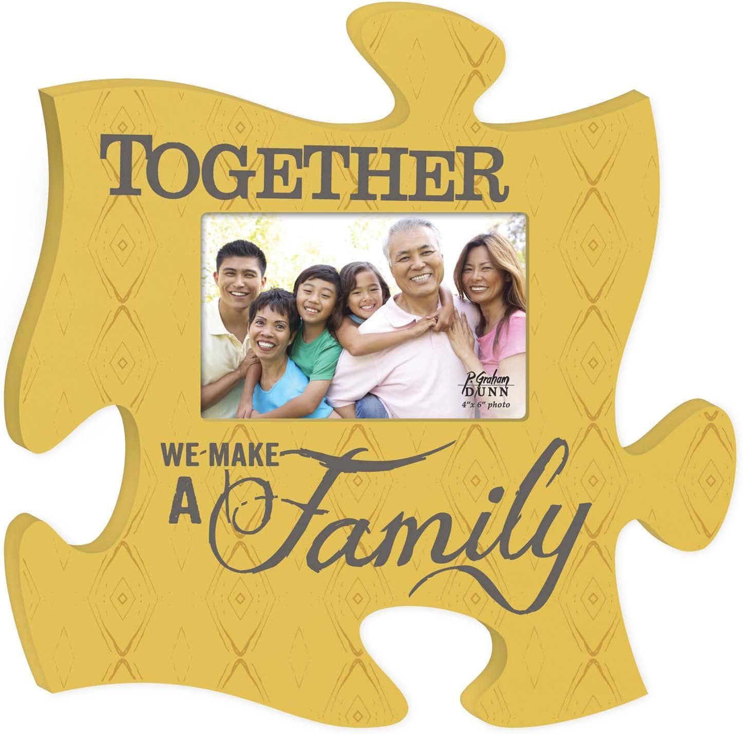 P. Graham Dunn Together We Make a Family Yellow 12 x 12 Wall Hanging Wood Puzzle Piece Photo Frame