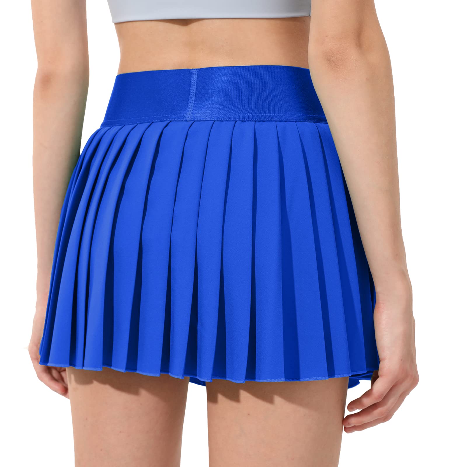 Falda de tenis plisada para mujer, pantalones cortos integrados, faldas atléticas de cintura alta, con bolsillos, holgada, casual, Azul, Small