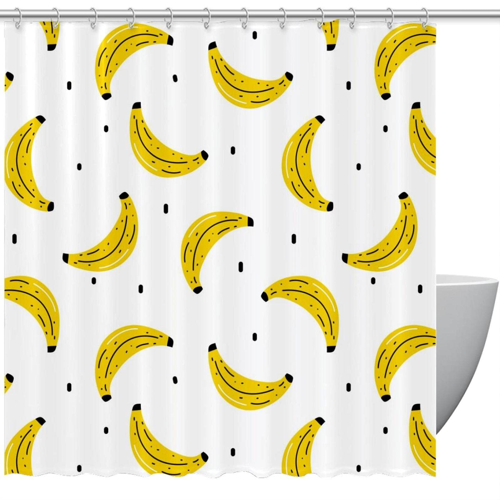 Rideau de douche imperméable lavable à motif bananes pour une salle de bain toujours au sec
