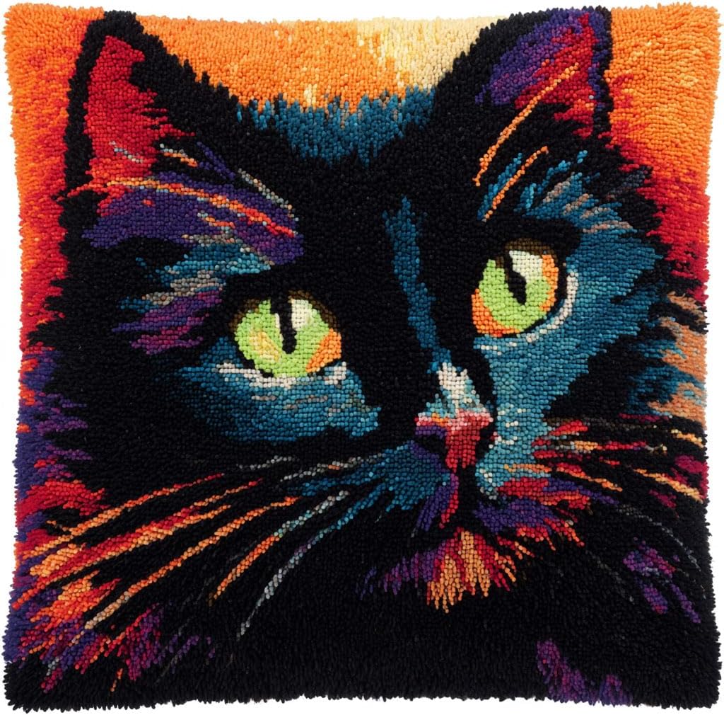 AMBATTERY Latch Hook Kits for Adults Beginners Animal Elephant DIY Crochet Pillow Kit Pre-Printed Pillowcase Hook and Latch Rug Kits Needlework Cushion Cover 17x17 in