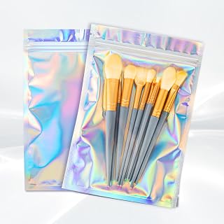 6x9 inch Holographic Bags, Resealable Foil Pouch Mylar Sample Bag Great for Small Business and Party Favor Food Storage(50 Pcs-6.3x9.4 in)-Smell Proof Bags