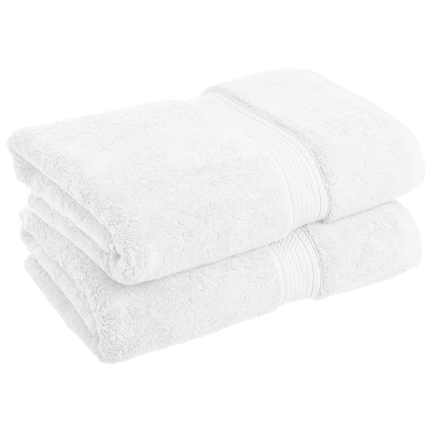 Superior Egyptian Cotton Pile Bath Towel Set of 2, Ultra Soft Luxury Towels, Thick Plush Essentials, Absorbent Heavyweight, Guest Bath, Hotel, Spa, Home Bathroom, Shower Basics, White
