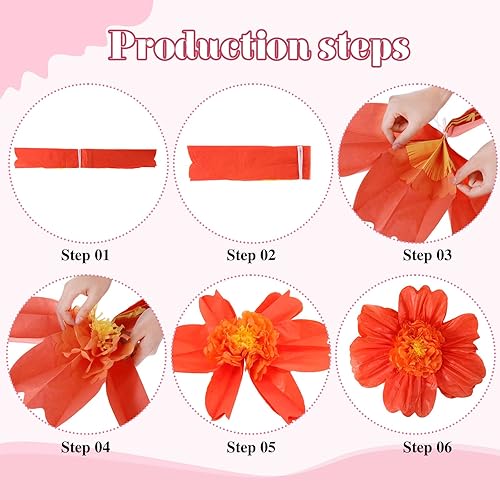 Miniatura 3 de TaoBary 48 pompones de papel de seda grandes y coloridos de 20 pulgadas, decoraciones de cumpleaños mexicanos para pared, boda, telón de fondo,