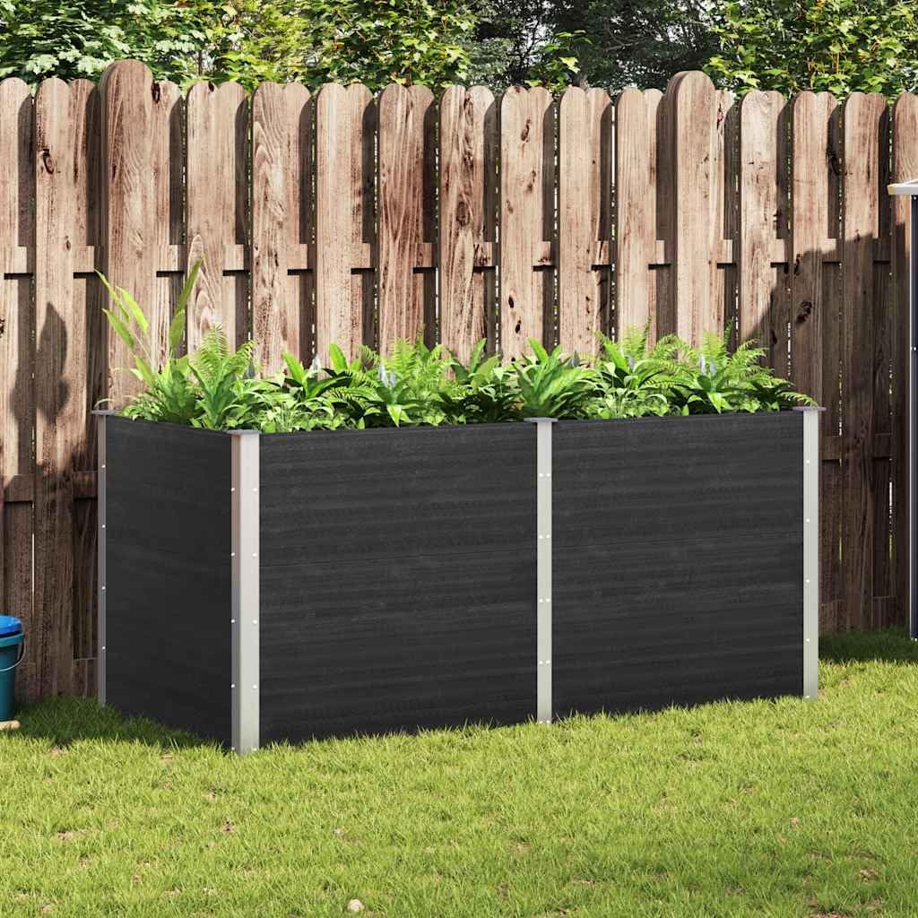 Large Grey Wood Plastic Composite Raised Garden Bed 78.7 x 78.7 x 35.8 in Matte Rectangular Planter Box Outdoor Durable Raised Planter for Patio Balcony and Garden