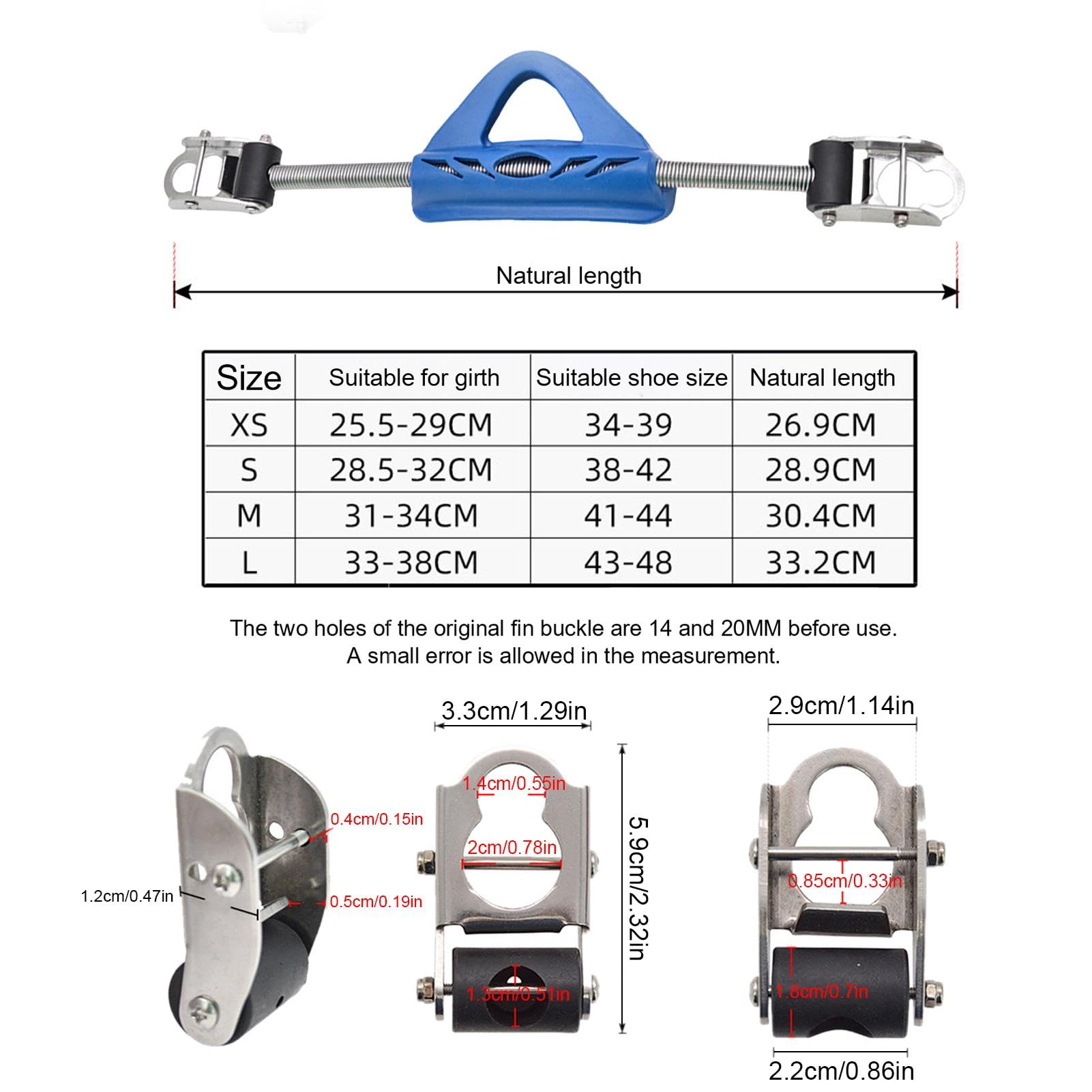 Scuba Fin Strap Buckles - Scuba Diving Fin Spring Heel Strap | Stainless Steel Spring Fin Straps | Heel Fin Strap with Quick Release Buckle | Diving Flipper Spring Heel Strap | Spring Steel Strap for