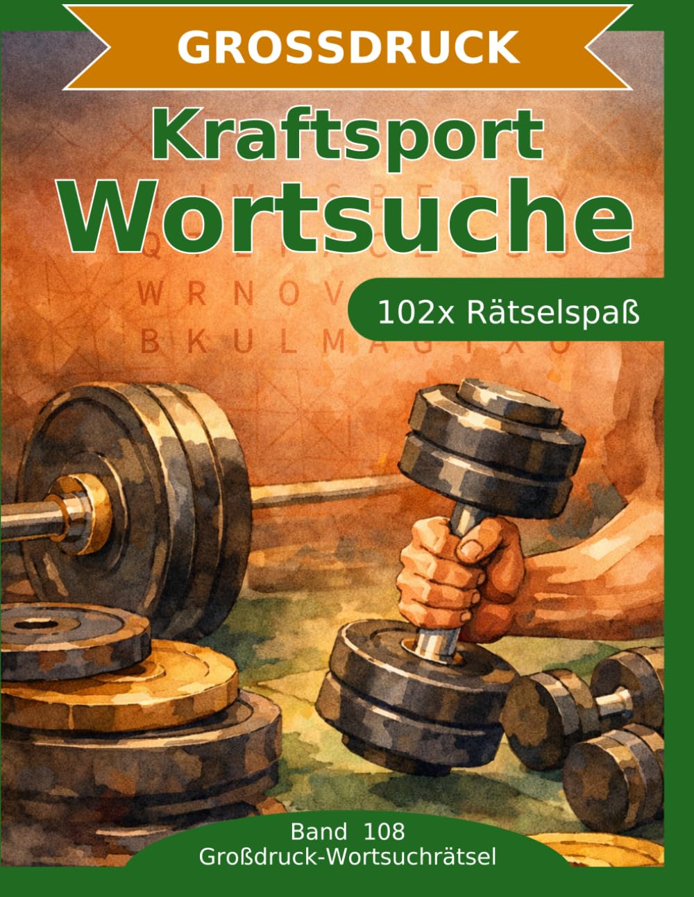 Kraftsport — Wortsuche in Großdruck: 102 Wortsuchrätsel mit extra großer Schrift | Gehirnjogging Kraftsport | Geschenkidee für Oma & Opa
