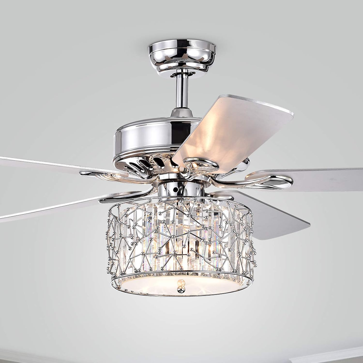 🛒 Crazy Deals 52 Crystal Ceiling Fan with Lights Chandelier,5 Reversible Blades and Remote Control,3 Speed for Indoor, Living Room,Decoration Chrome Ceiling Fan Tech Deals 🔥 52 Crystal Ceiling Fan with Lights Chandelier,5 Reversible Blades and Remote Control,3 Speed for Indoor, Living Room,Decoration Chrome Ceiling Fan