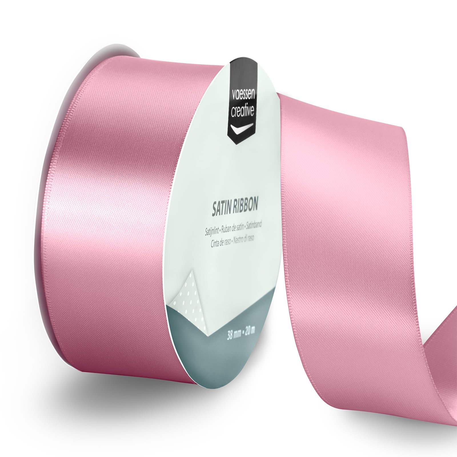 Vaessen Creative Satin Ribbon Old Pink - 65.6 ft x 1.5" - Thin Ribbon for Gift Wrapping and Crafting