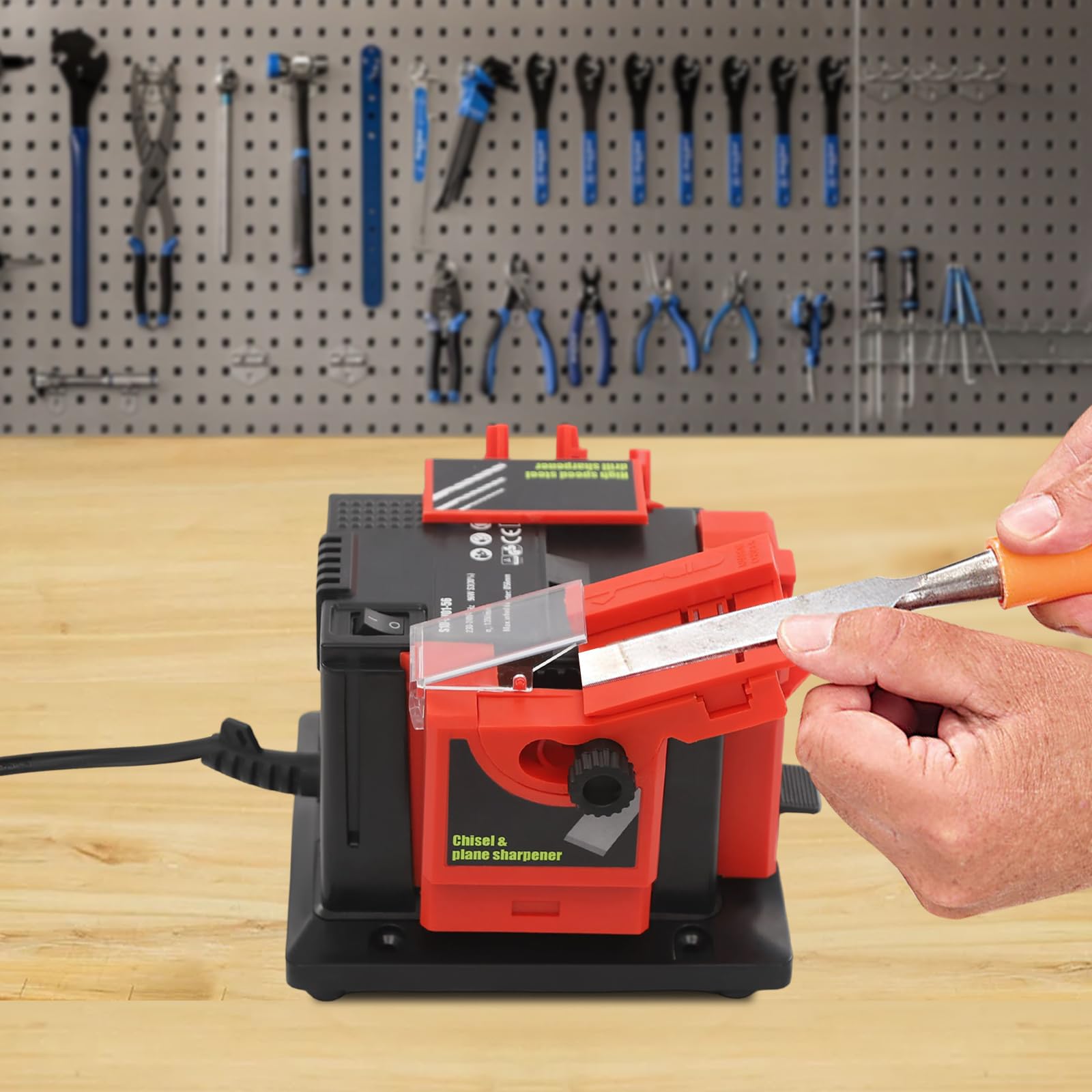 Affilatrice multifunzione da 96 W, universale, affilatrice multifunzione, affilatrice a scalpello, angolo regolabile da 15 a 50° per trapano con diametro da 0,14 a 0,51 Z