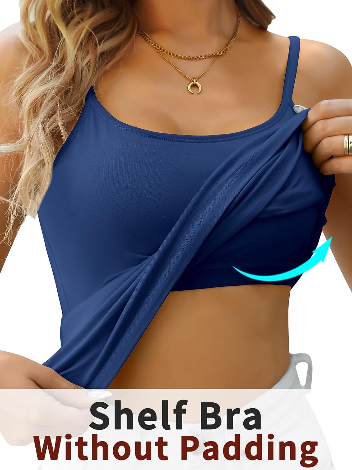 V FOR CITY Cotton Shelf Bra Camisole Tops for Women Adjustable Spaghetti Strap Tank Top Summer Cami Shirt 3 Pack - Image 3